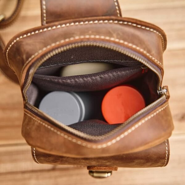 Leather Sling Bag l Vintage Chest Bag - Image 15
