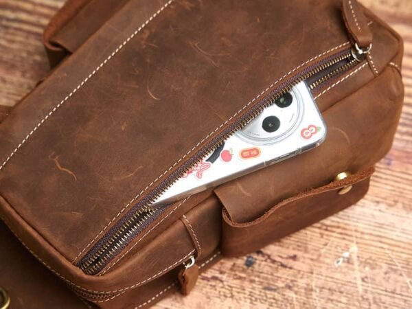 Vintage Leather Sling Bag l Leather Chest Bag - Image 13