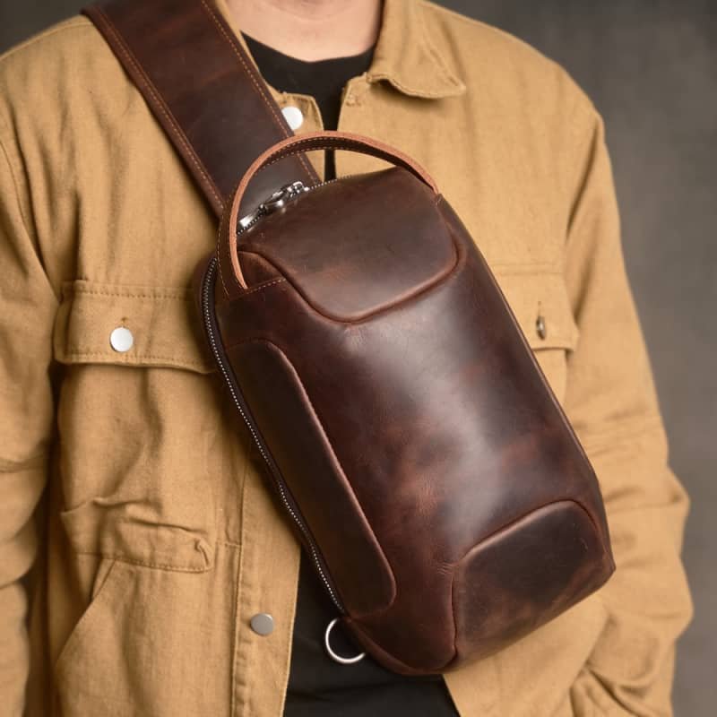 Leather Sling Bag l Chest Bag 4 Leather Sling Bag l Chest Bag - Image 4