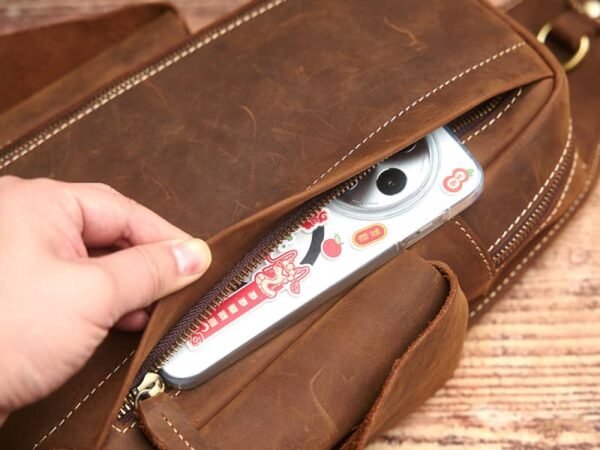 Vintage Leather Sling Bag l Leather Chest Bag - Image 12