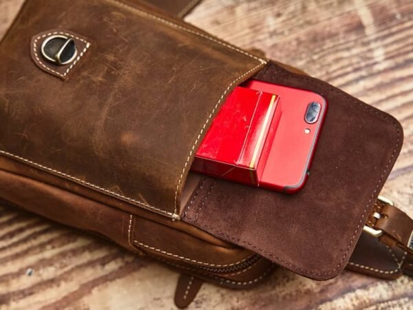 Leather Sling Bag l Vintage Chest Bag - Image 13