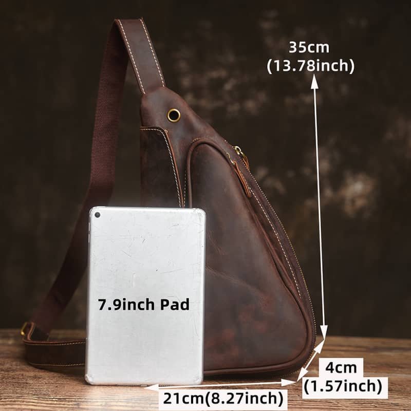 Leather Sling Bag | Leather Chest Bag 17 vintage leather chest bag 14 14