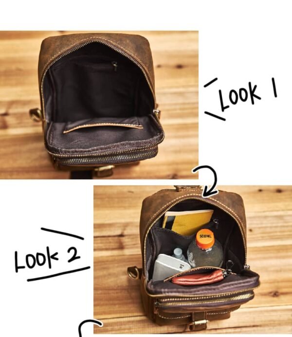 Vintage Leather Sling Bag | Leather Chest Bag - Image 13