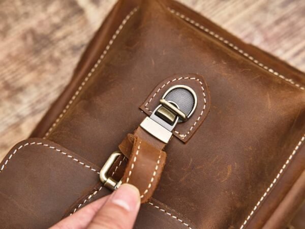 Leather Sling Bag l Vintage Chest Bag - Image 12
