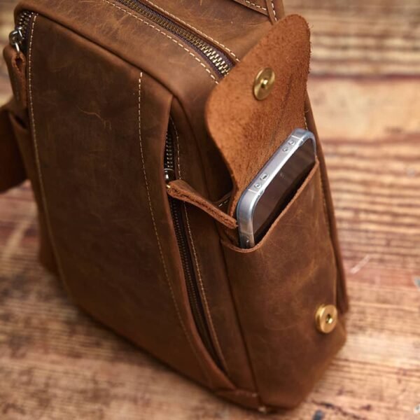 Vintage Leather Sling Bag l Leather Chest Bag - Image 11