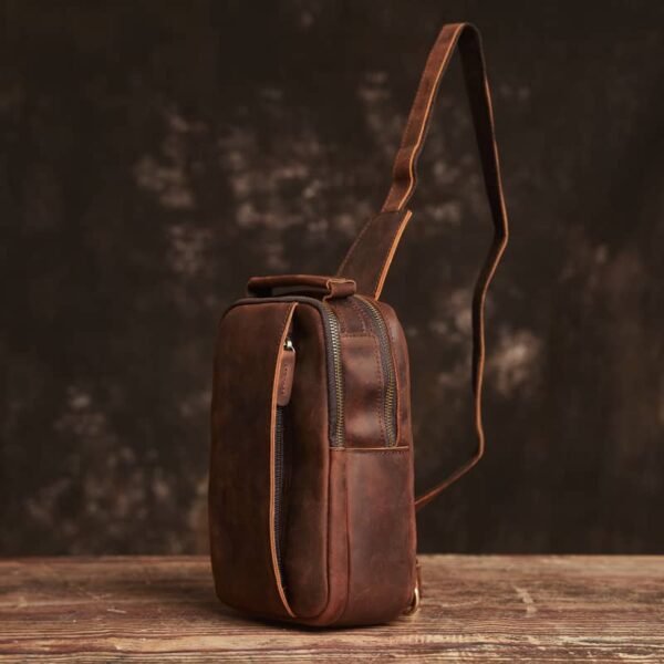 Vintage Leather Chest Bag l Leather Men Crossbody Bag 5 Vintage Leather Chest Bag l Leather Men Crossbody Bag - Image 5