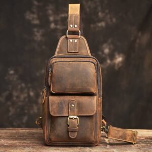 Vintage Leather Sling Bag | Leather Chest Bag