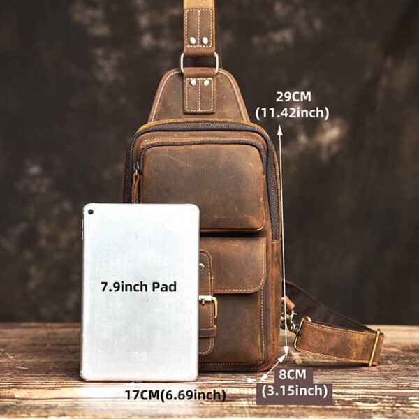 Vintage Leather Sling Bag | Leather Chest Bag - Image 7