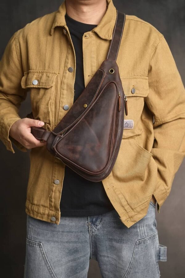 Leather Sling Bag | Leather Chest Bag 5 Leather Sling Bag | Leather Chest Bag - Image 5