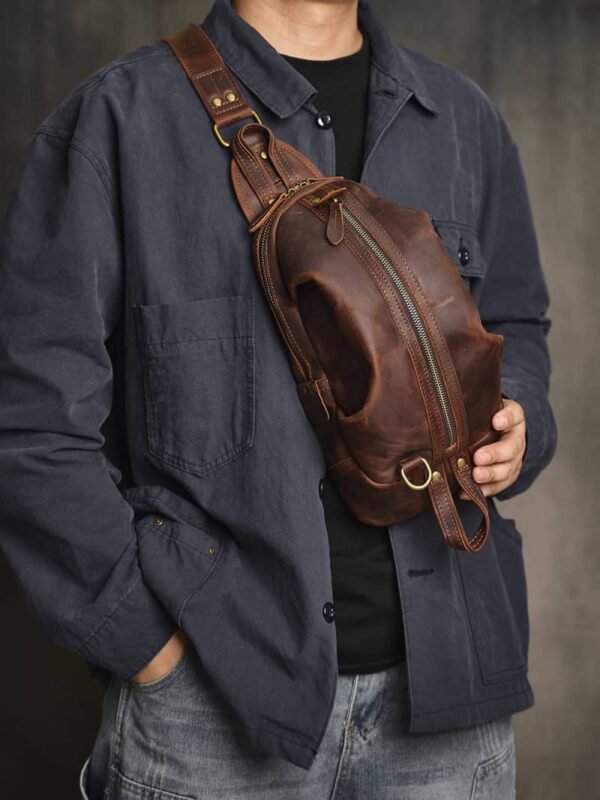 Leather sling Bag l Crossbody Leather Pack - Image 6
