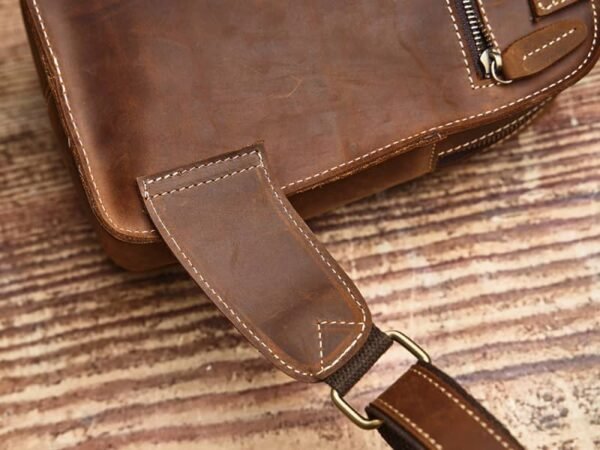 Leather Sling Bag l Vintage Chest Bag - Image 10