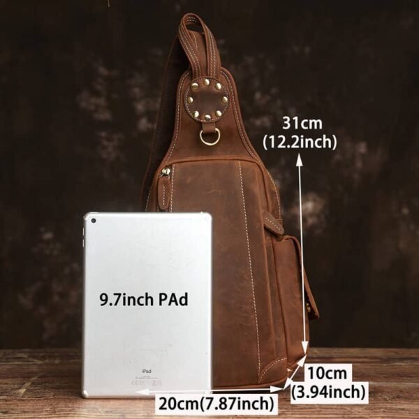 Vintage Leather Sling Bag l Leather Chest Bag - Image 7