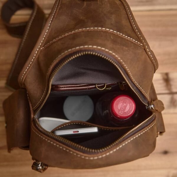 Vintage Leather Sling Bag l Leather Chest Bag - Image 16