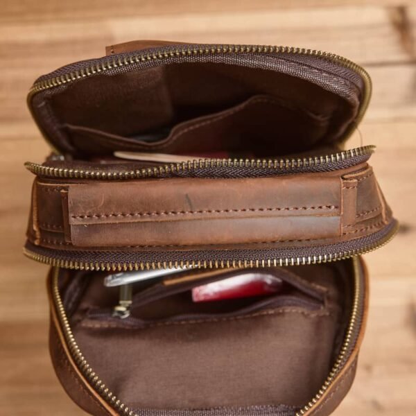 Vintage Leather Chest Bag l Leather Men Crossbody Bag 13 Vintage Leather Chest Bag l Leather Men Crossbody Bag - Image 13
