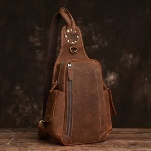 Vintage Leather Sling Bag l Leather Chest Bag