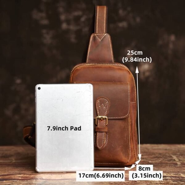 Leather Sling Bag l Vintage Chest Bag - Image 9
