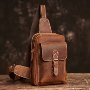 Leather Sling Bag l Vintage Chest Bag