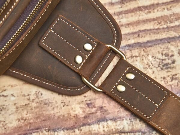 Vintage Leather Sling Bag | Leather Chest Bag - Image 11