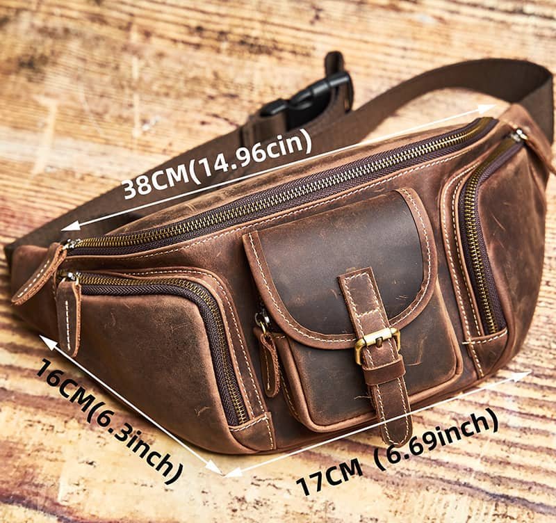 Leather Sling Bag l Leather Waist Bag 13 vintage leather chest bag 7 13