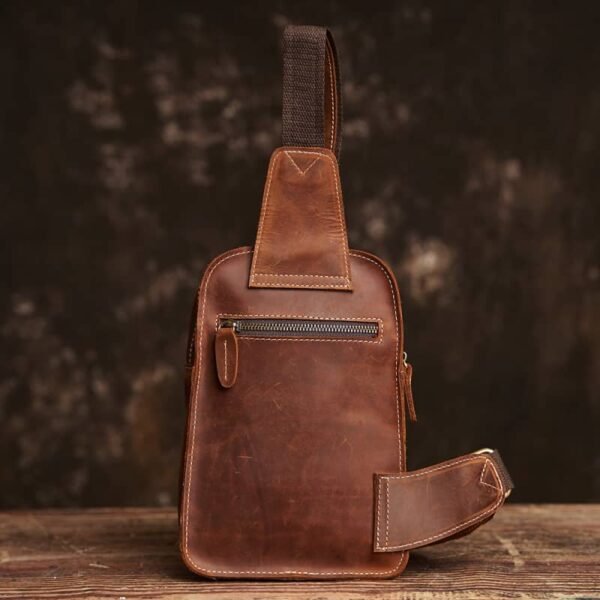 Leather Sling Bag l Vintage Chest Bag - Image 5