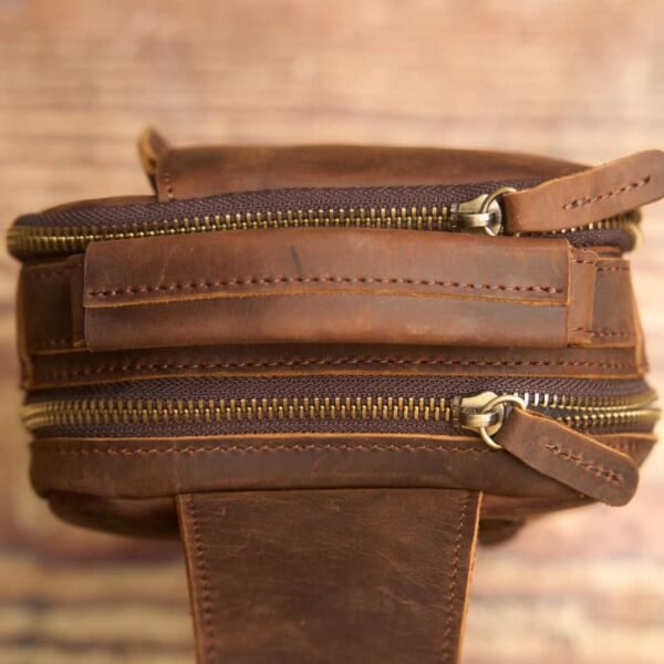 Vintage Leather Chest Bag l Leather Men Crossbody Bag 10 Vintage Leather Chest Bag l Leather Men Crossbody Bag - Image 10