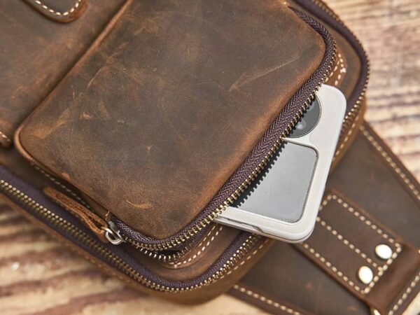 Vintage Leather Sling Bag | Leather Chest Bag - Image 10