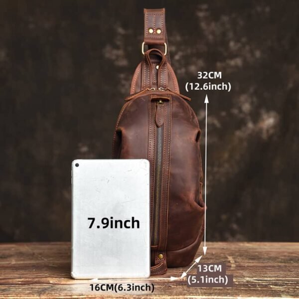 Leather sling Bag l Crossbody Leather Pack - Image 7