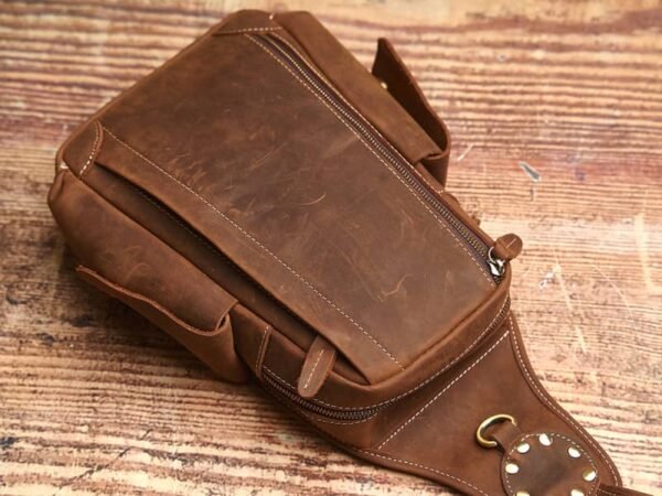 Vintage Leather Sling Bag l Leather Chest Bag - Image 8