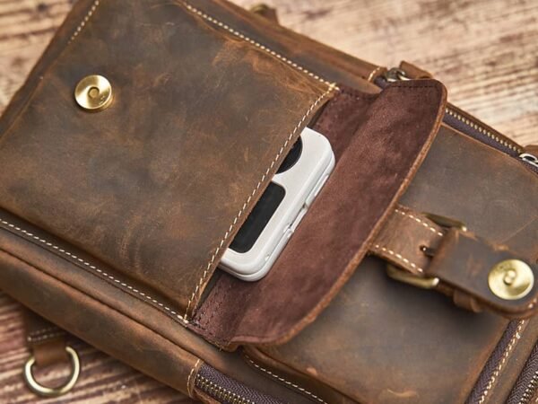 Vintage Leather Sling Bag | Leather Chest Bag - Image 9