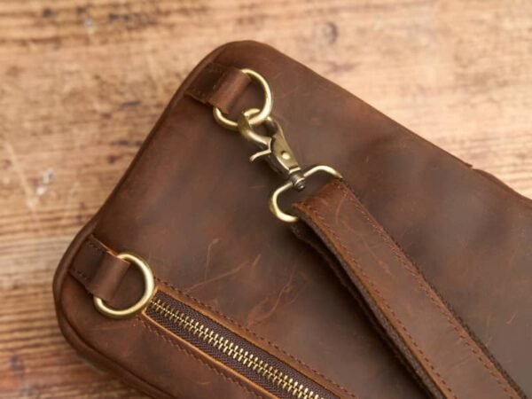 Vintage Leather Chest Bag l Leather Men Crossbody Bag 14 Vintage Leather Chest Bag l Leather Men Crossbody Bag - Image 14