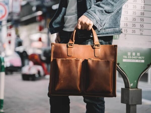 Leather Briefcase for Men With 2 Front Pockets | Leather Bags Suppliers - Image 16