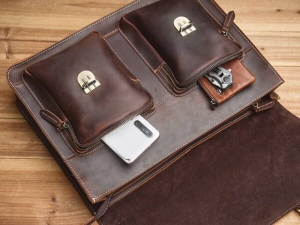 Vintage Leather Handbag | Large Crossbody Bag - Image 12