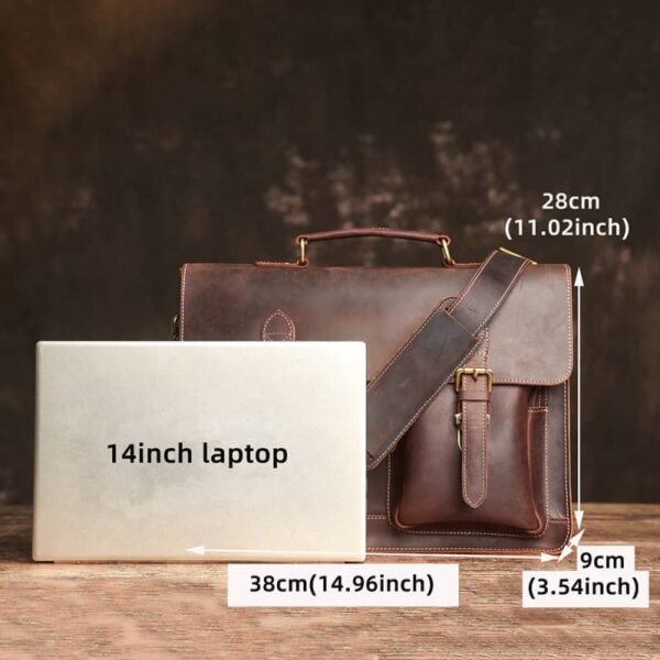 Vintage Leather Handbag | Large Crossbody Bag - Image 9