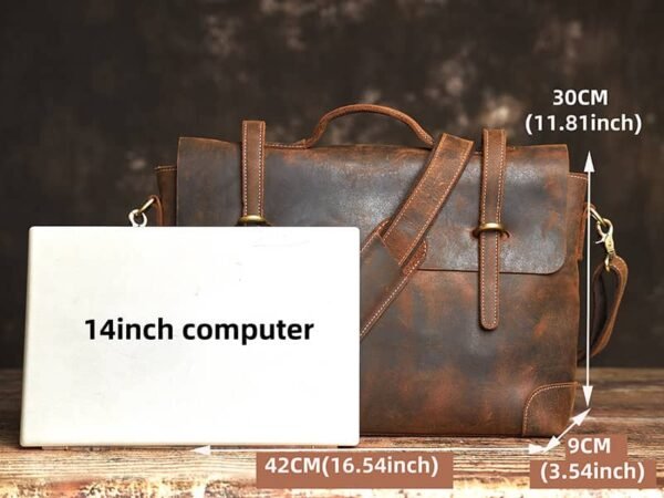 Vintage Leather Briefcase | Leather Large Crossbody Bag - Image 8