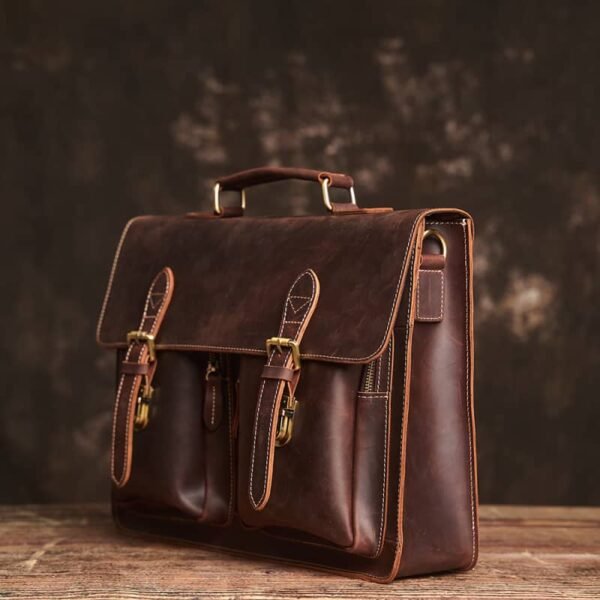 Vintage Leather Handbag | Large Crossbody Bag - Image 5