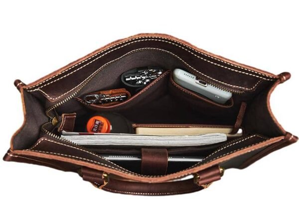 Vintage Leather Handbag | Vertical Genuine Leather Tote Bag 15 Vintage Leather Handbag | Vertical Genuine Leather Tote Bag - Image 15