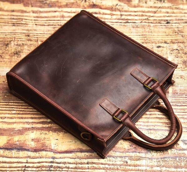 Vintage Leather Handbag | Vertical Genuine Leather Tote Bag 8 Vintage Leather Handbag | Vertical Genuine Leather Tote Bag - Image 8