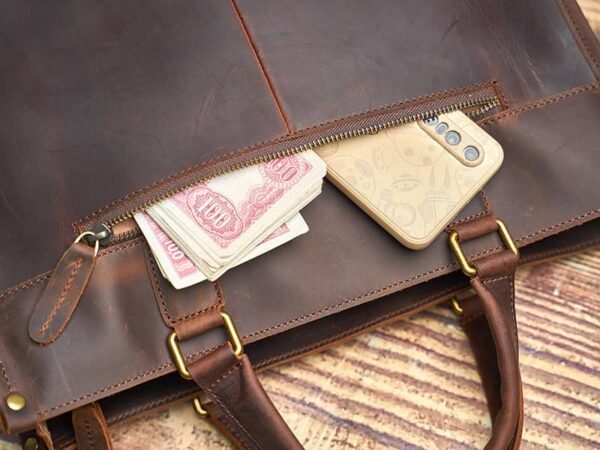 Leather Briefcase for Men With 2 Front Pockets | Leather Bags Suppliers - Image 10