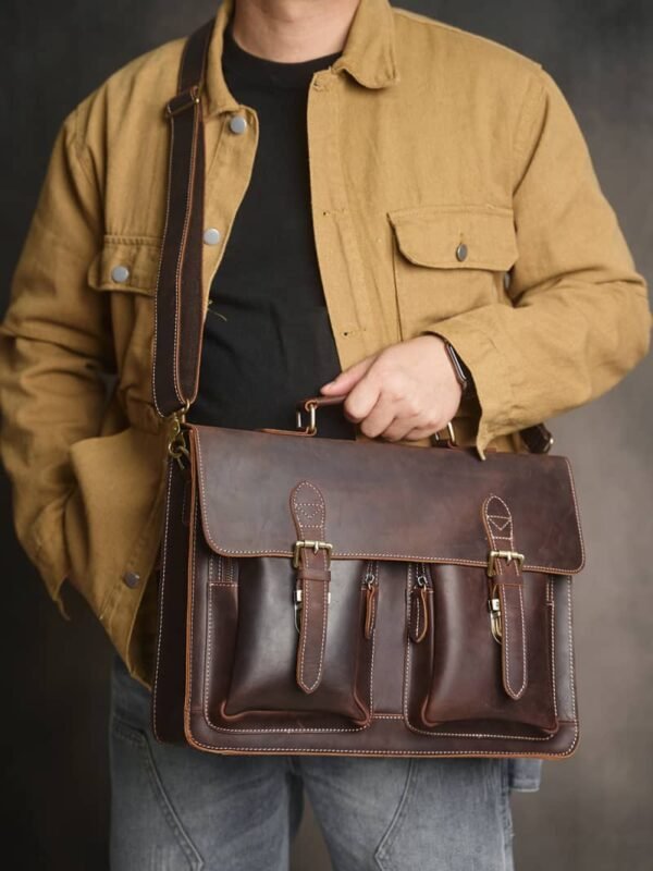 Vintage Leather Handbag | Large Crossbody Bag - Image 8