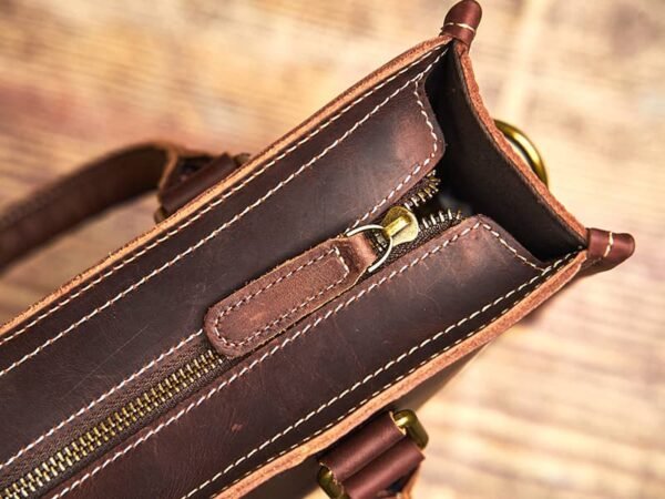 Vintage Leather Handbag | Vertical Genuine Leather Tote Bag 10 Vintage Leather Handbag | Vertical Genuine Leather Tote Bag - Image 10