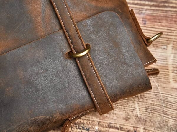 Vintage Leather Briefcase | Leather Large Crossbody Bag - Image 10