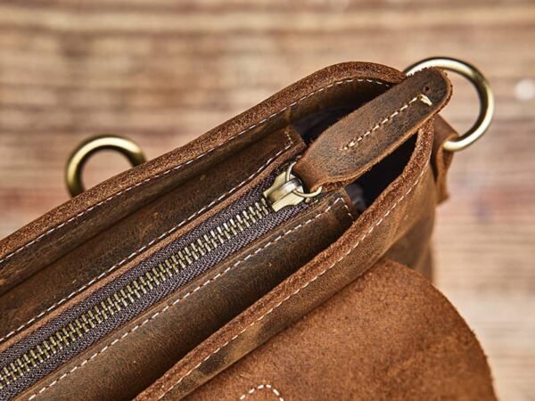 Vintage Leather Briefcase | Leather Large Crossbody Bag - Image 15