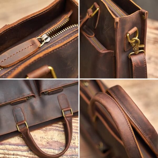 Leather Briefcase for Men With 2 Front Pockets | Leather Bags Suppliers - Image 7