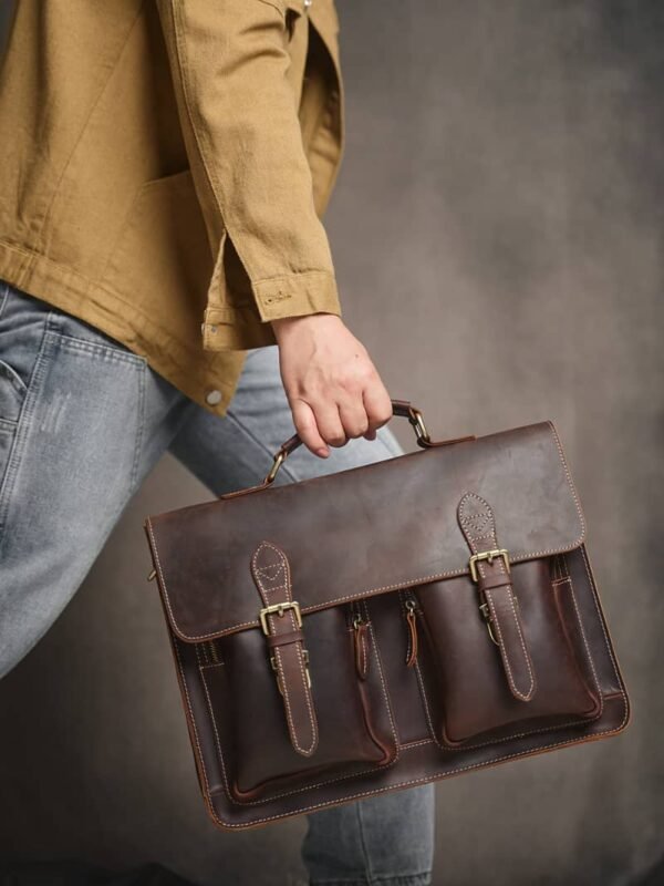 Vintage Leather Handbag | Large Crossbody Bag - Image 7