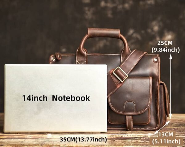 Vintage Leather Briefcase | Leather Crossbody Bag - Image 9