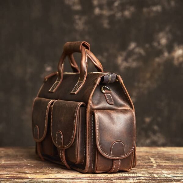 Vintage Leather Briefcase | Leather Crossbody Bag - Image 5