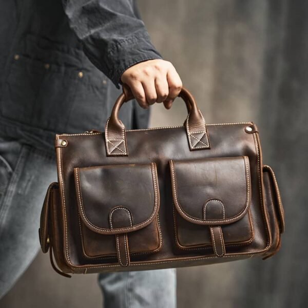 Vintage Leather Briefcase | Leather Crossbody Bag - Image 7