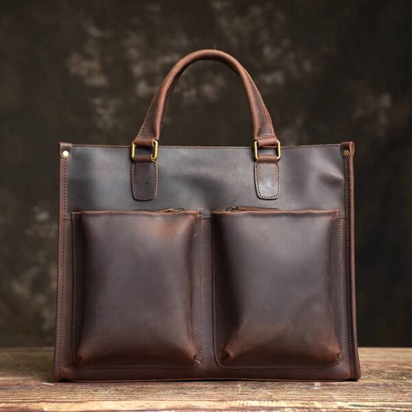 Leather Briefcase for Men With 2 Front Pockets | Leather Bags Suppliers - Image 6
