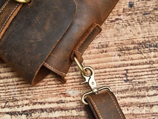 Vintage Leather Briefcase | Leather Large Crossbody Bag - Image 12