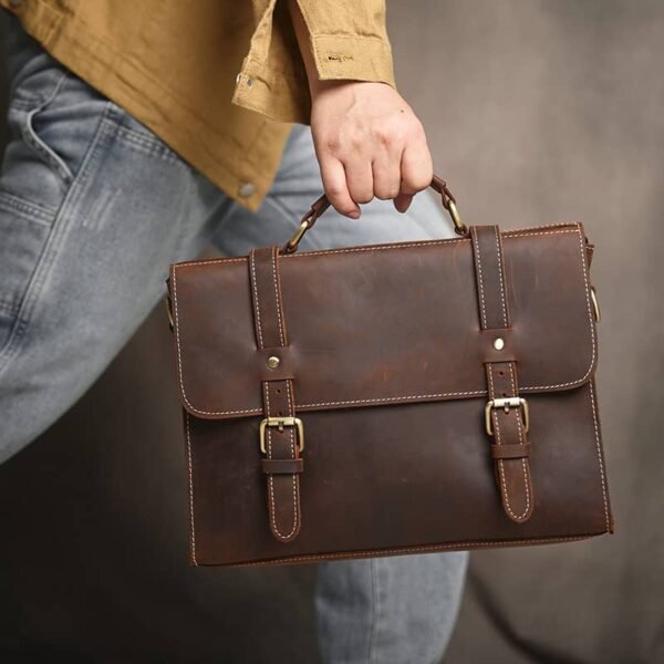 Vintage Small Leather Handbag | Large Crossbody Bag - Image 6